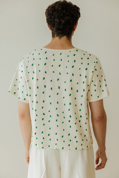 Hemp Box Tee - Green Petals