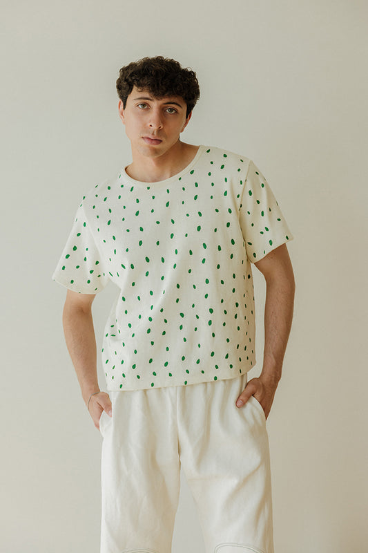 Hemp Box Tee - Green Petals