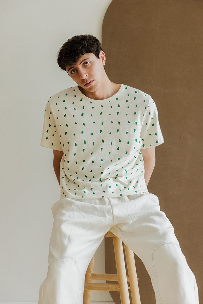 Hemp Box Tee - Green Petals