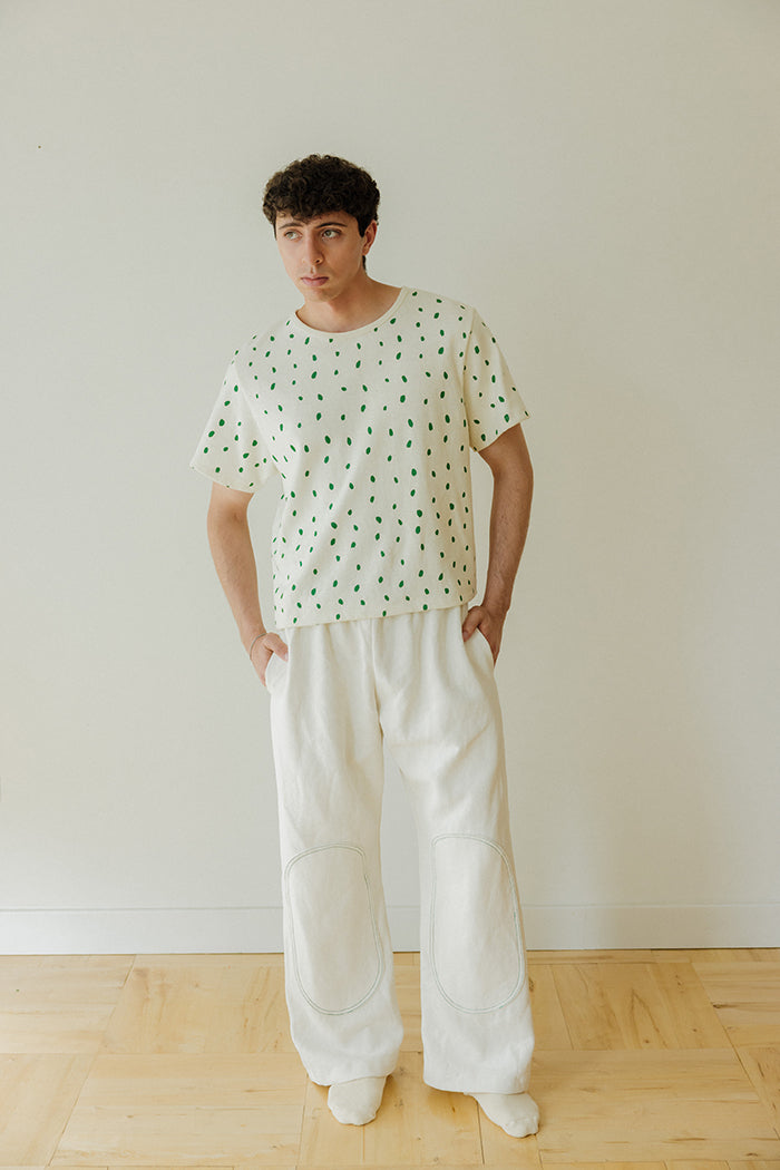 Hemp Box Tee - Green Petals