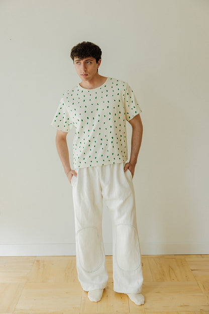 Hemp Box Tee - Green Petals