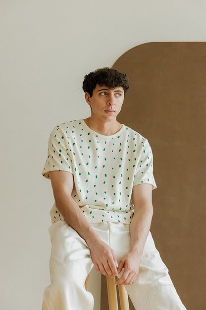 Hemp Box Tee - Green Petals