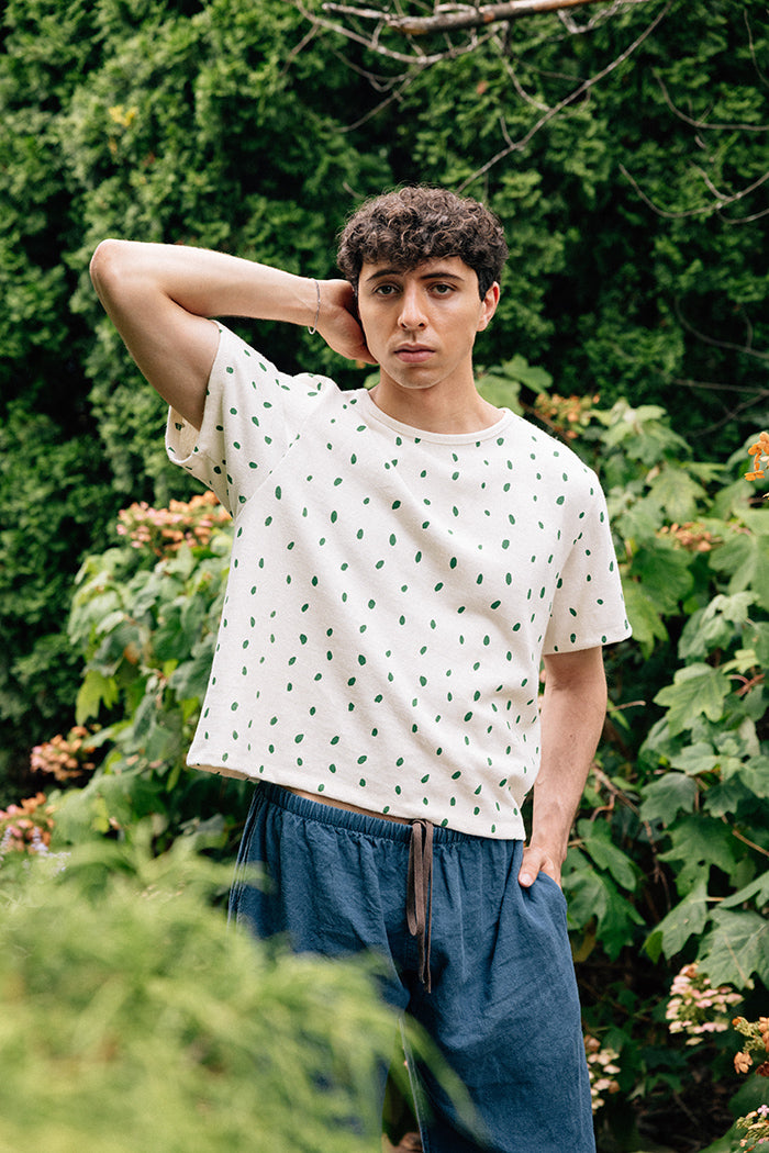 Hemp Box Tee - Green Petals