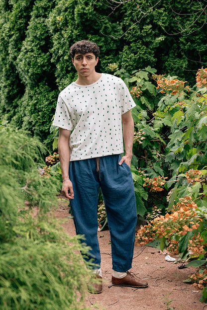 Hemp Box Tee - Green Petals
