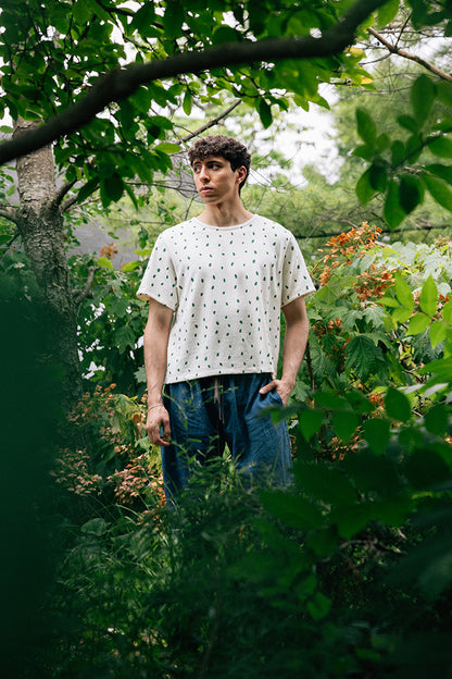 Hemp Box Tee - Green Petals