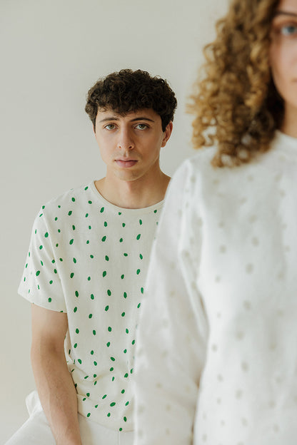 Hemp Box Tee - Green Petals
