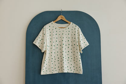 Hemp Box Tee - Green Petals