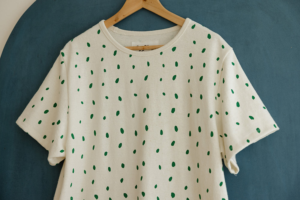Hemp Box Tee - Green Petals