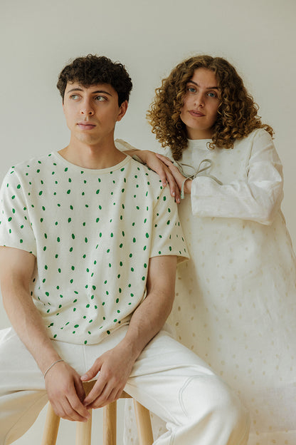 Hemp Box Tee - Green Petals