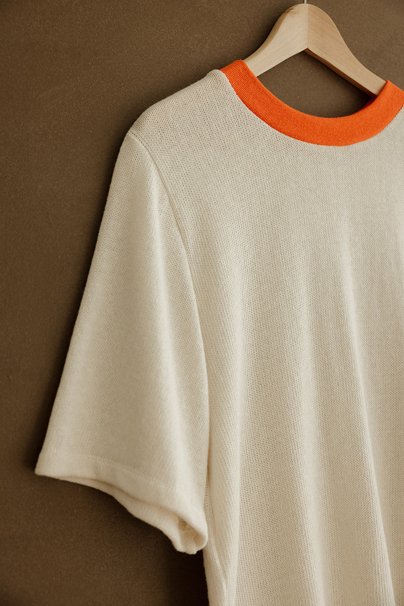 Hemp Knit Tee - Poppy Orange Collar