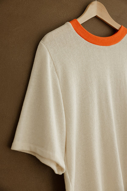 Hemp Knit Tee - Poppy Orange Collar