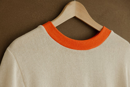 Hemp Knit Tee - Poppy Orange Collar