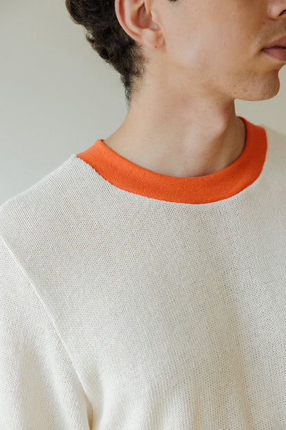 Hemp Knit Tee - Poppy Orange Collar