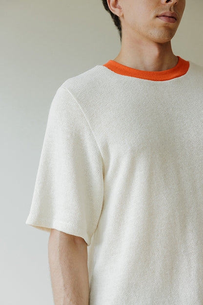 Hemp Knit Tee - Poppy Orange Collar
