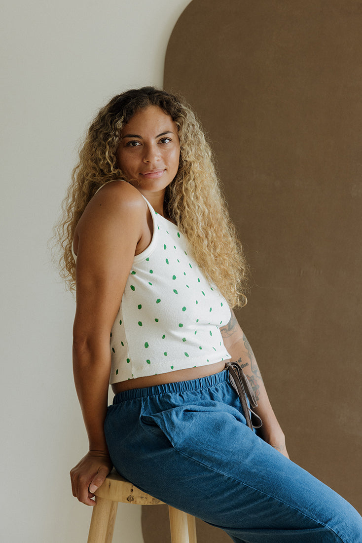 Hemp Tank - Green Petals