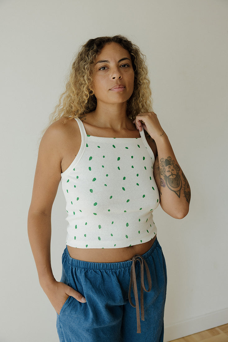 Hemp Tank - Green Petals