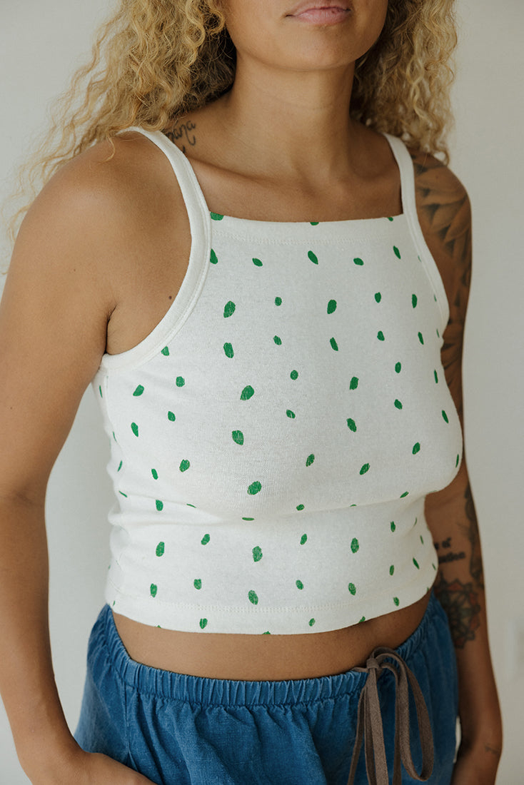 Hemp Tank - Green Petals