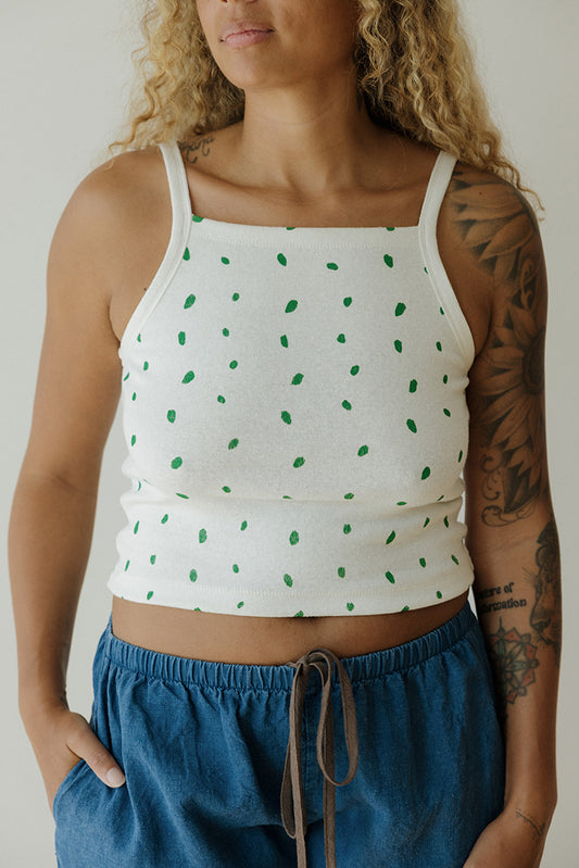 Hemp Tank - Green Petals