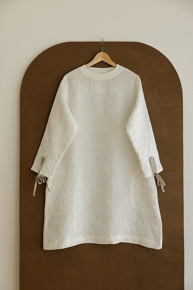 Hemp Dress- White Petals