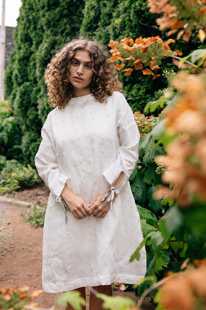 Hemp Dress- White Petals