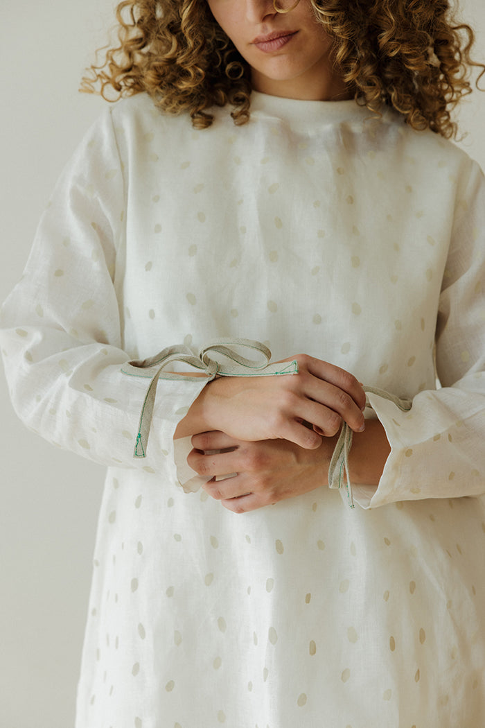 Hemp Dress- White Petals