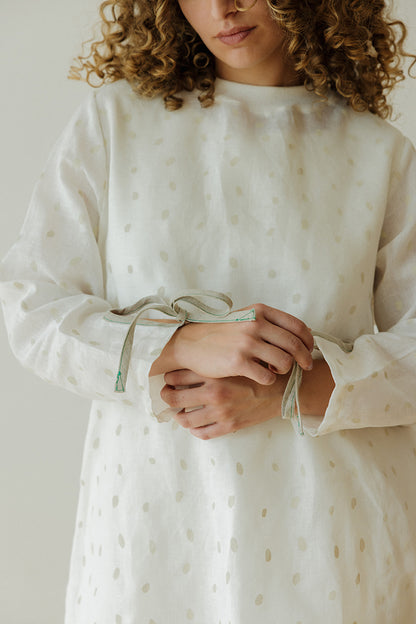 Hemp Dress- White Petals