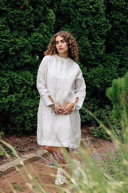 Hemp Dress- White Petals
