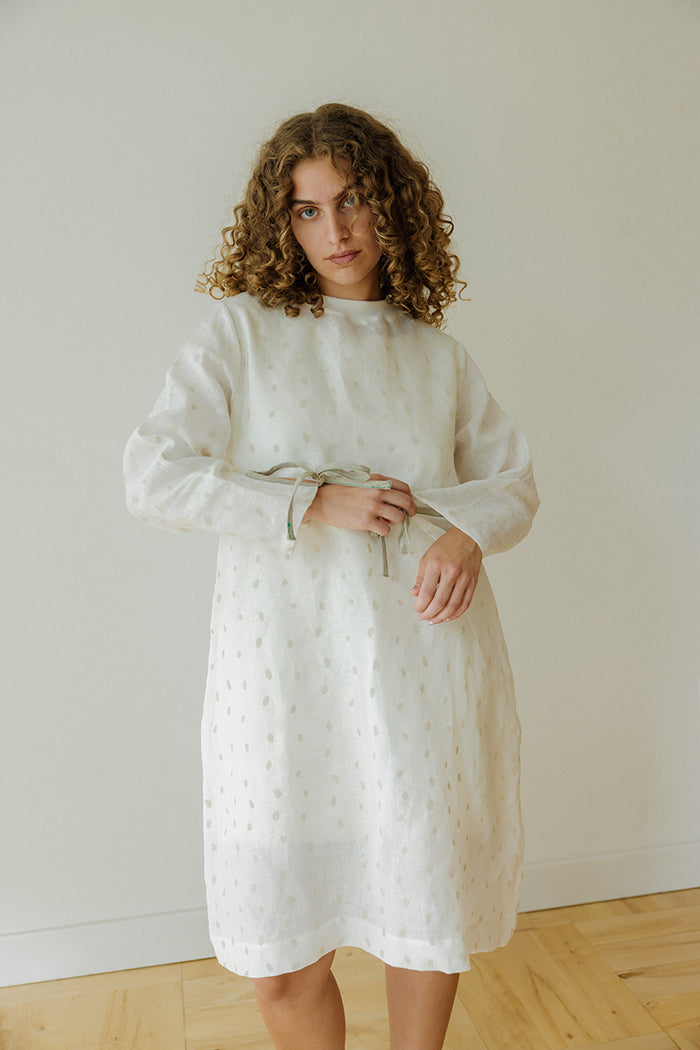 Hemp Dress- White Petals