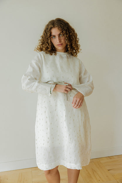 Hemp Dress- White Petals