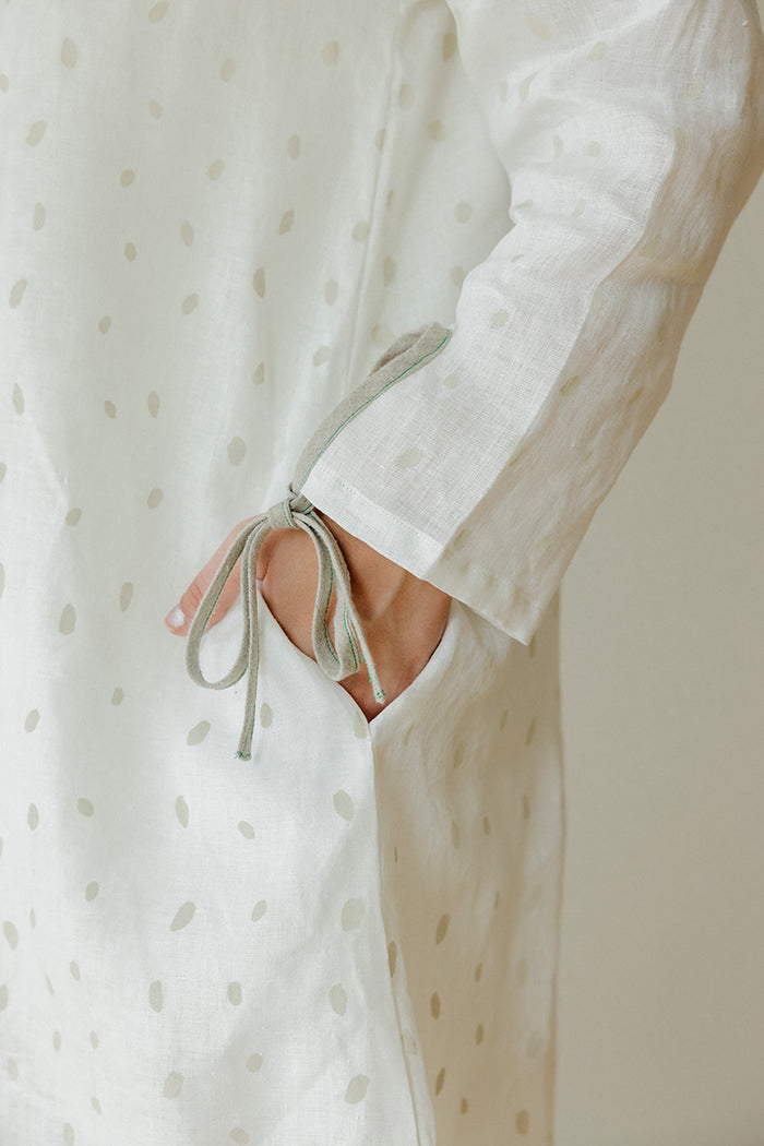 Hemp Dress- White Petals