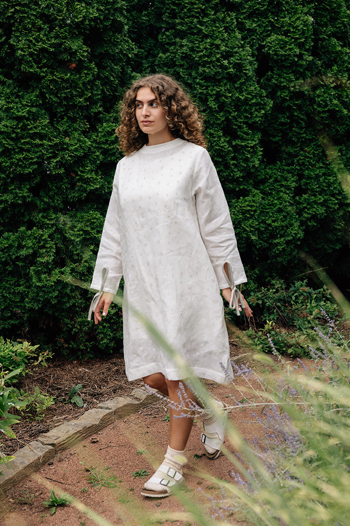 Hemp Dress- White Petals