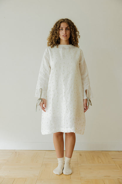 Hemp Dress- White Petals