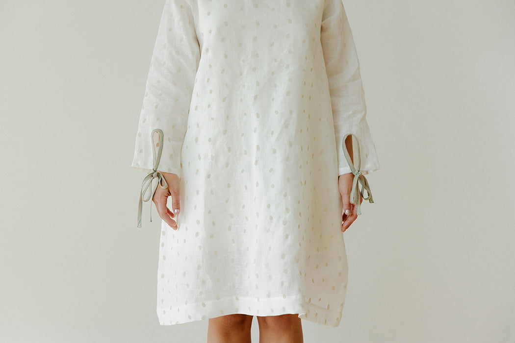 Hemp Dress- White Petals