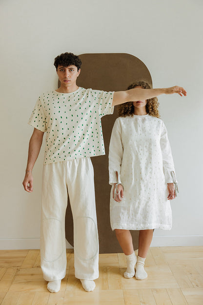 Hemp Dress- White Petals