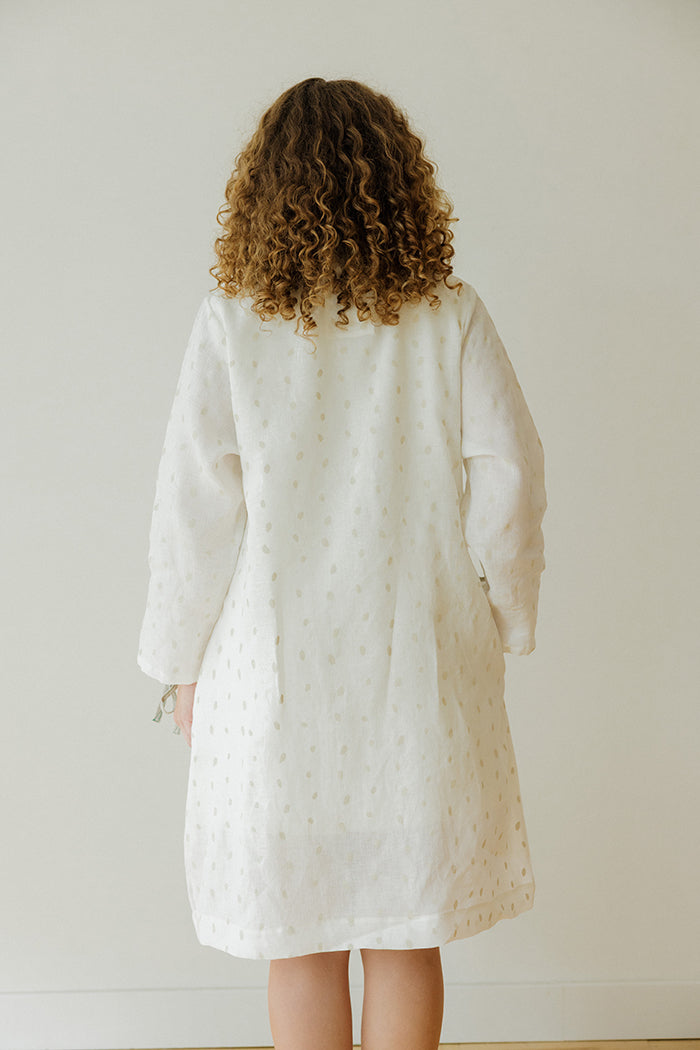 Hemp Dress- White Petals