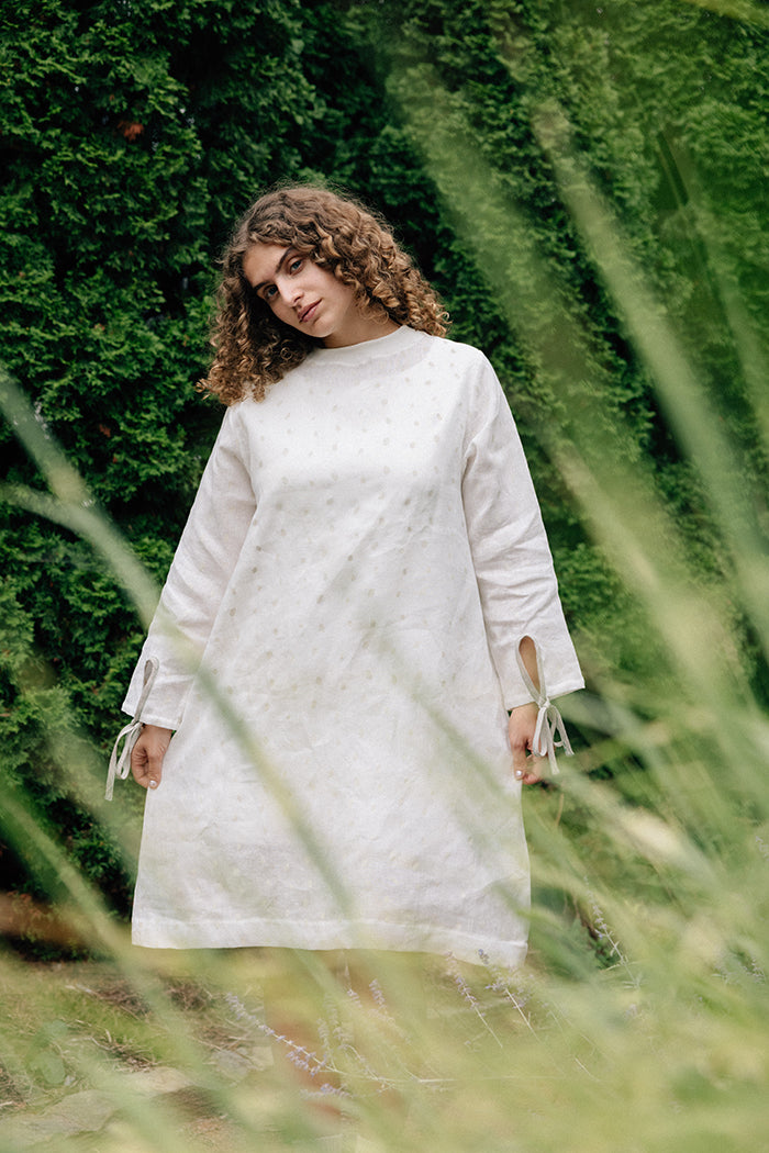 Hemp Dress- White Petals