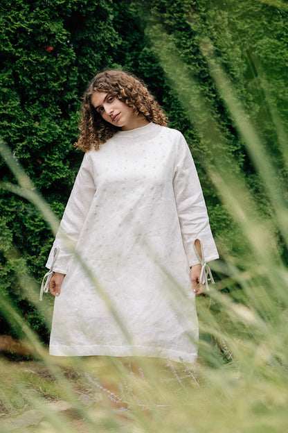 Hemp Dress- White Petals